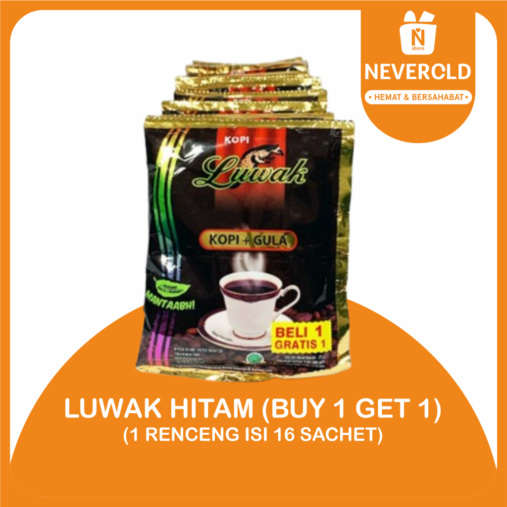 

KOPI LUWAK HITAM PLUS GULA 1RENCENG isi 15PCS