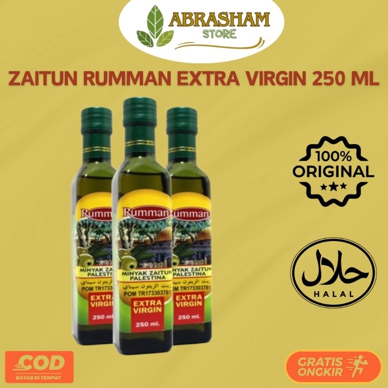 

Minyak Zaitun Rumman Palestine 250 ML Zaitun Olive Oil Palestina Extra Virgin Aman Untuk Diminum Dan Masak Original