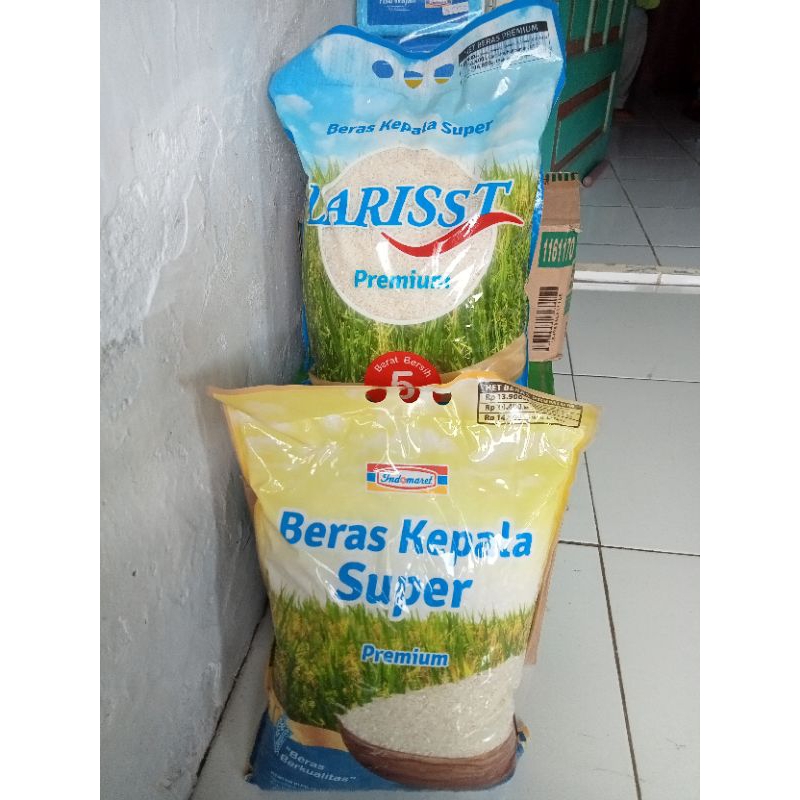 

Beras Kepala super Premium merk Larisst / Indomaret 5kg / 5 kg