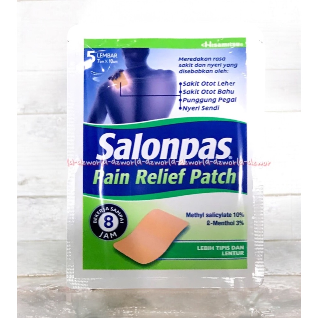 Salonpas 5lembar 7x10cm Pain Relief Patch Bahan Mentol Dan Metil Salisilat Koyo Pegal Lelah Otot Sal