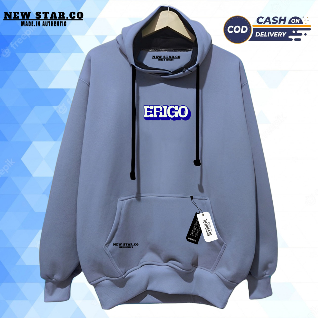 Sweater Hoodie Distro Original  terbaru sablon warna biru premium Brand Lokal Distro Bandung