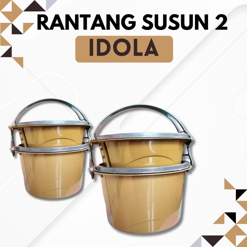 Rantang  Bulat Susun 2 / Rantang Plastik Susun 2 Gold