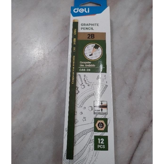 

YUK BELI Pensil Kayu Pencil Deli 2B C88 Hijau 12 Pcs Original