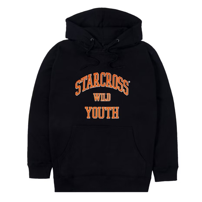Hoodie Starcross Hitam Orenge Logo Sweatershirt Pria Wanita Unisex