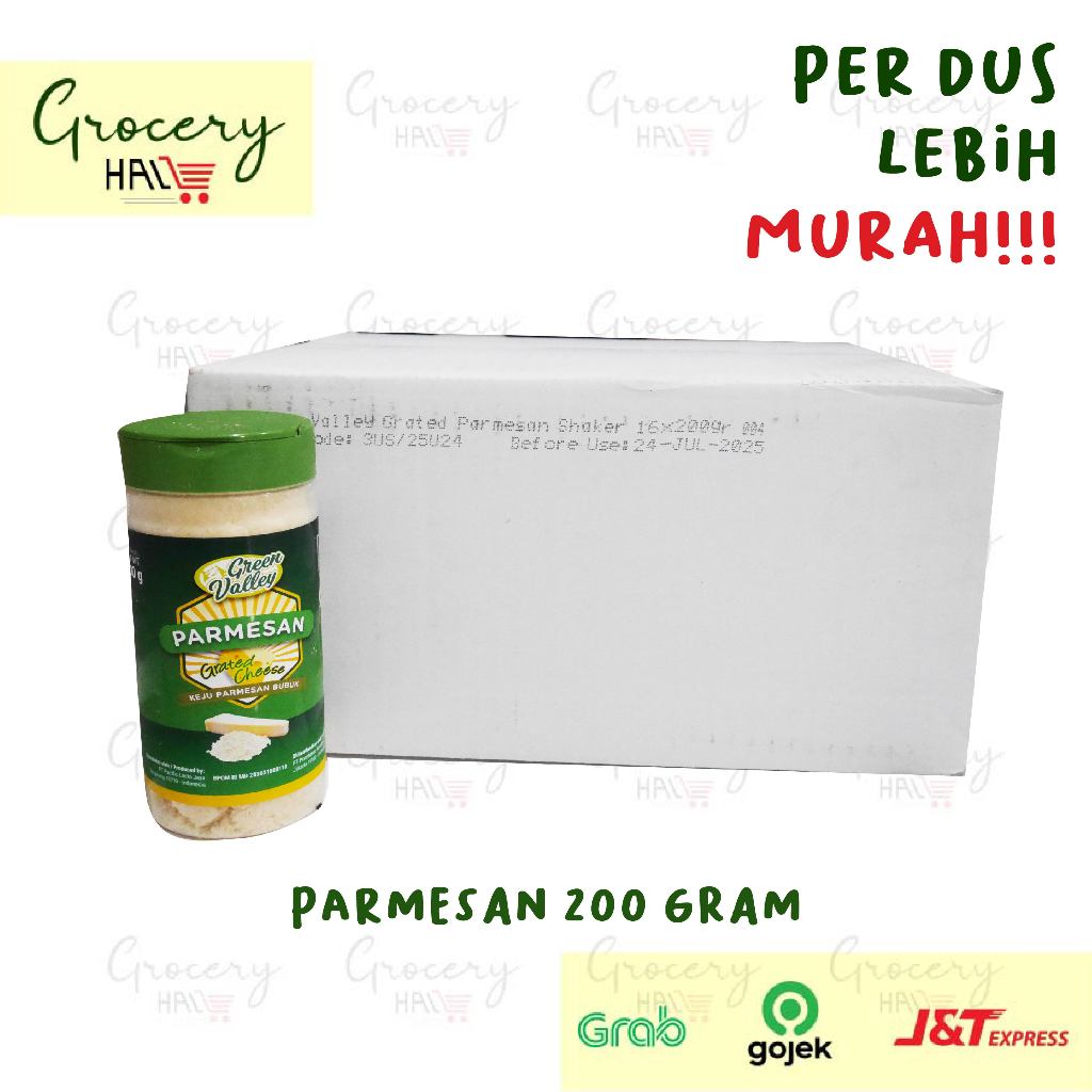 

[ HARGA DUS ] GREEN VALLEY GRATED PARMESAN CHEESE 200 GRAM