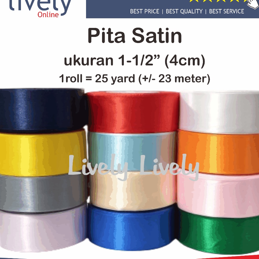 

PROMO TERBATAS Pita Satin 1 12 inch 4 cm IMPORT Taiwan
