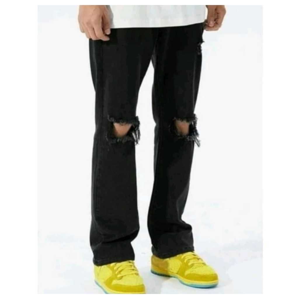 GRATIS ONGKIR Celana Jeans STANDAR Pria Model Sobek / Celana Jeans Panjang Cowok Sobek Lutut / Celan