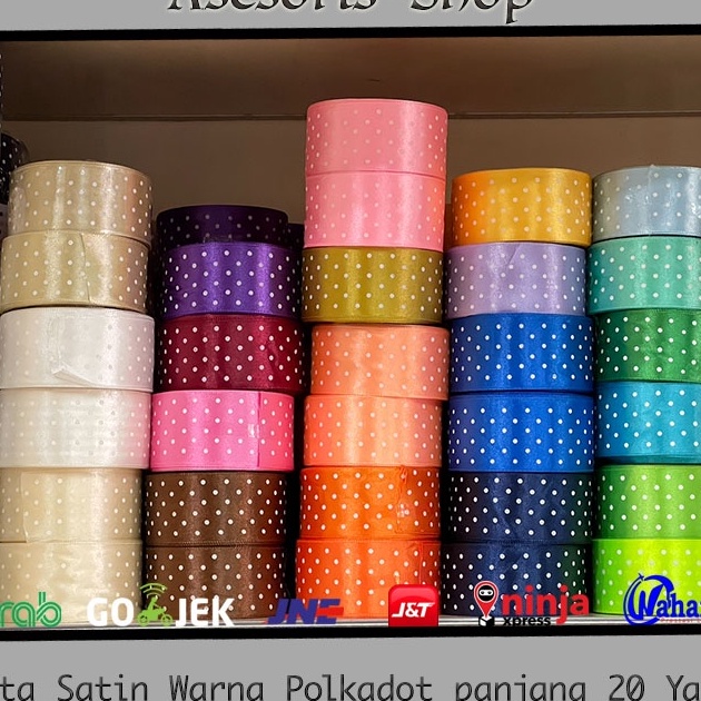 

SPESIAL DISKON Pita Satin Polkadot Warna Pita GrosGrain Polkadot Panjang 2 yard
