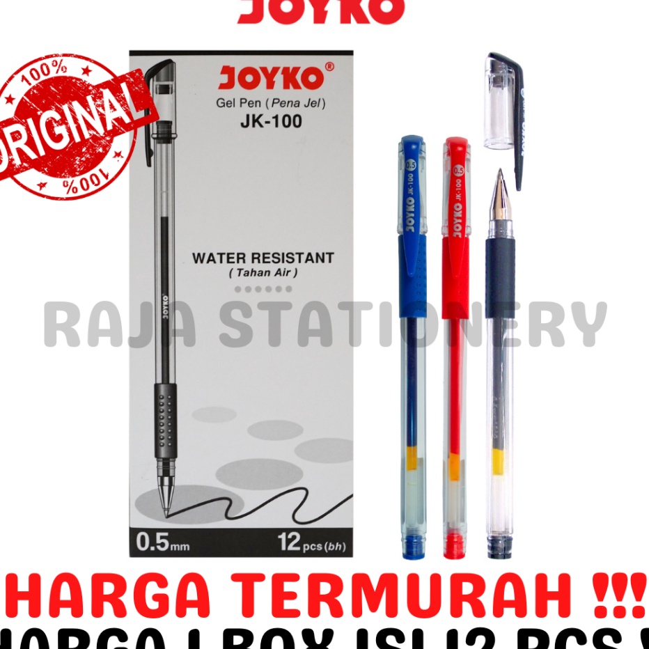 

TRENDING GEL PEN JK1 PEN BLACK BLUE RED PULPEN PENA HITAM BIRU MERAH LUSIN 12PCS