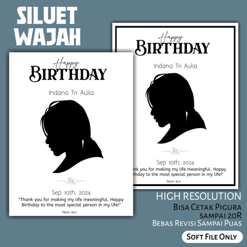 

SILUET WAJAH Kado Wisuda Ulang tahun Anniversary Wedding