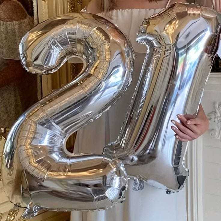 MS.PARTY BALON FOIL ANGKA SILVER 80CM / BALON MOTIF SILVER / BALON MURAH