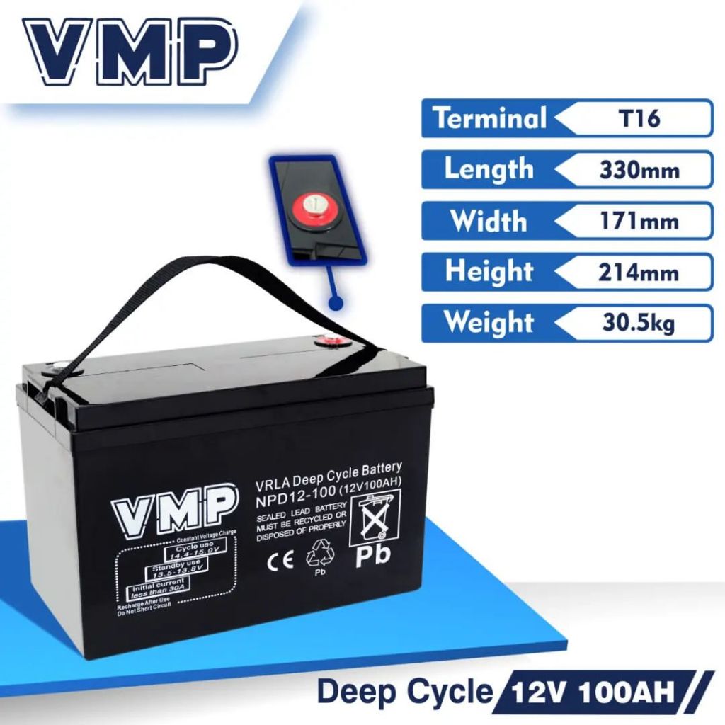 VMP AKI KERING VRLA DEEP CYCLE 12V 100AH BATTERY BATERAI 12 V 100 AH -