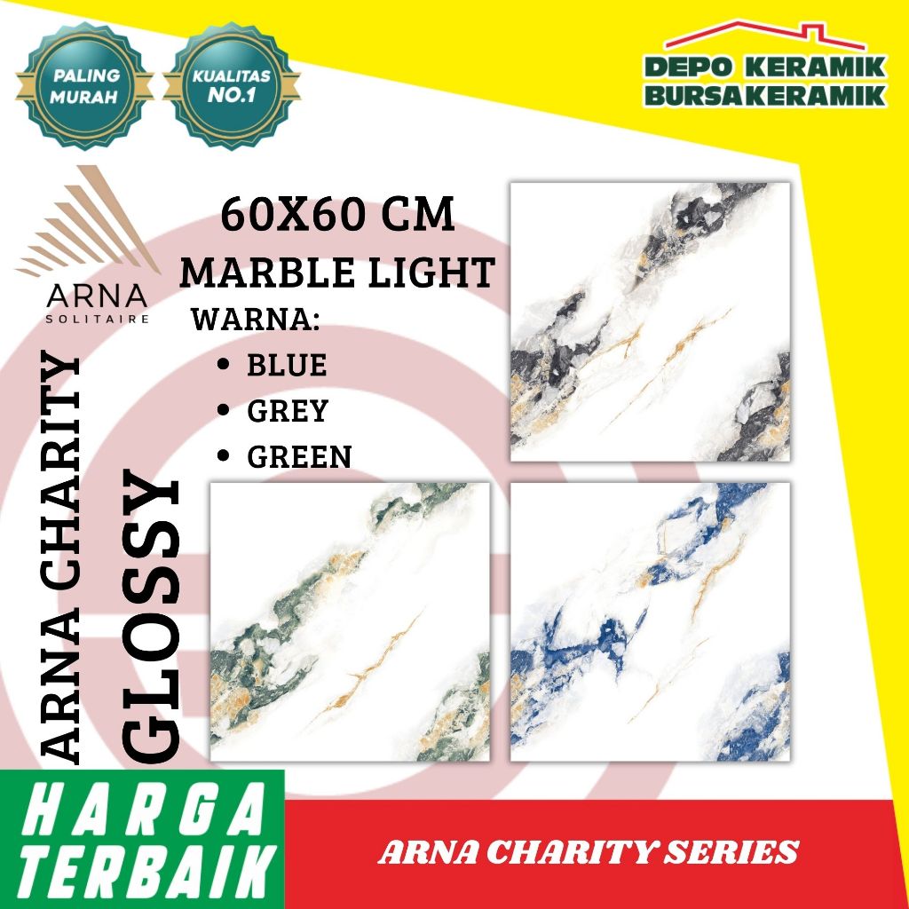 Granit Murah 60x60 CHARITY SERIES - ARNA - GLOSSY & MARBLE