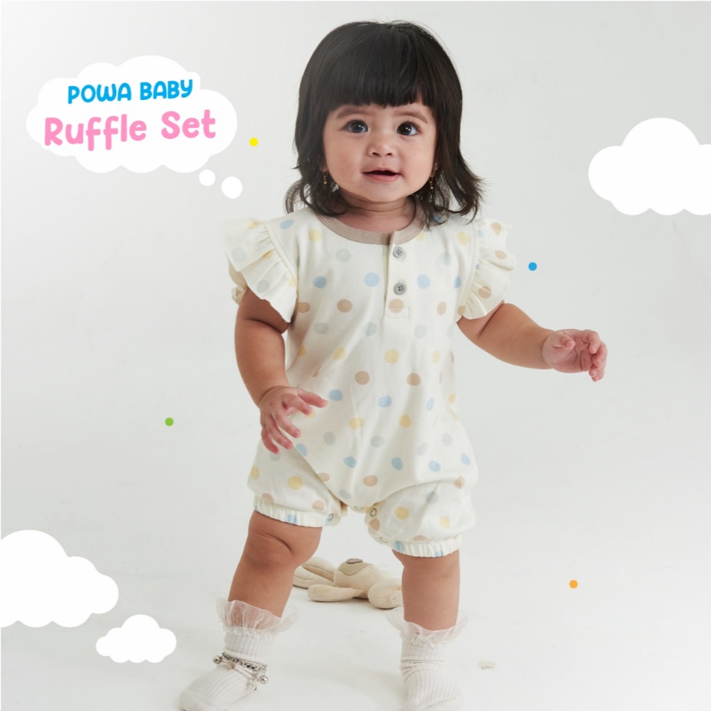 [POWAKIDS] - Ruffle Set - Jumper Ruffle Bayi Perempuan New Born (0- 12 Bulan)