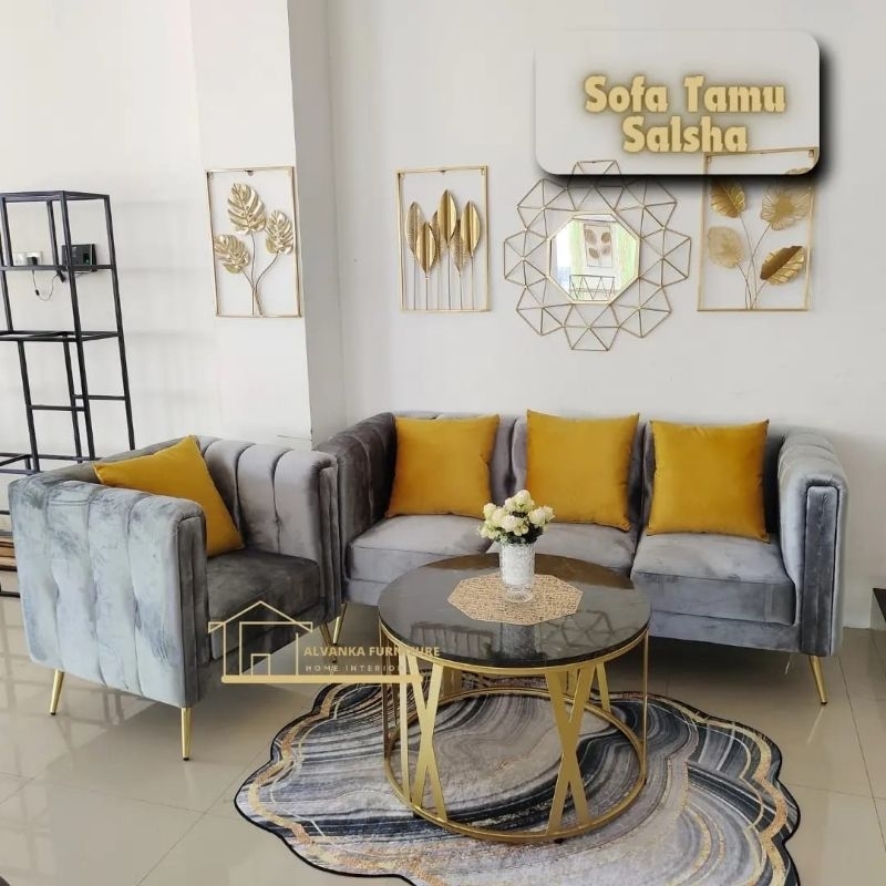 Set Sofa Tamu Salsha Furniture Ruangan Rumah Home Decoration Kursi Cafe Coffe Shop Sofa Ruang Tamu S