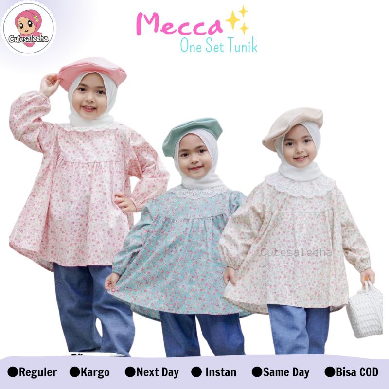 Cutesaleeha | One Set Anak Perempuan Mecca Katun Jepang Original Setelan Anak Perempuan Setelan Tuni