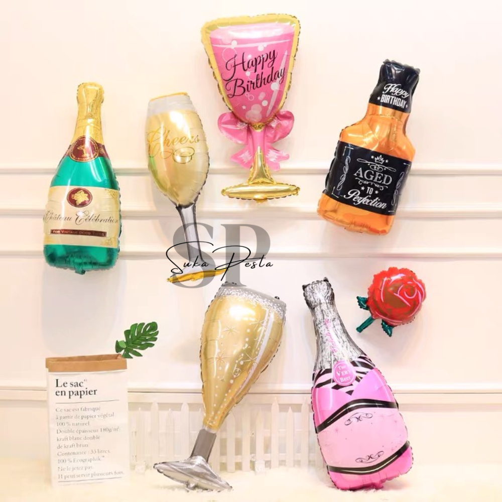 Balon Foil Botol Jumbo / Balon Foil Gelas Minuman Pesta