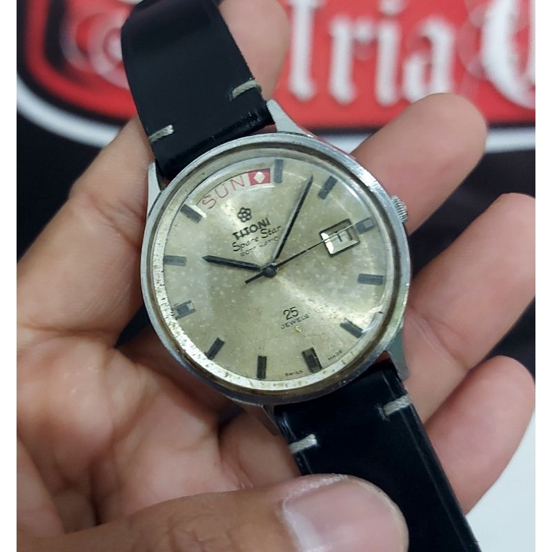 Jam Tangan Titoni Space Star President Automatic Dial Aging Original