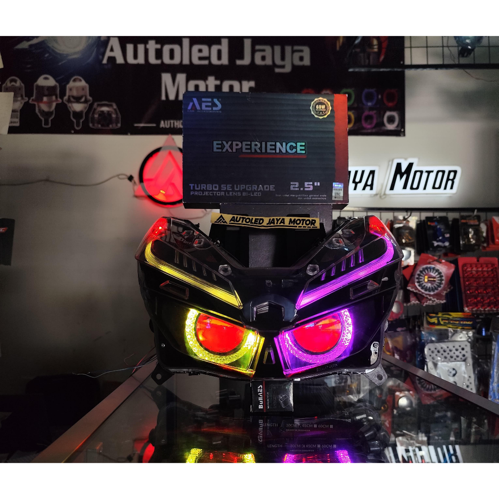 PROJIE PROJECTOR BILED AES TURBO EXSPERIENCE VARIO 125 150 NEW FULLSET REFLEKTOR PNP