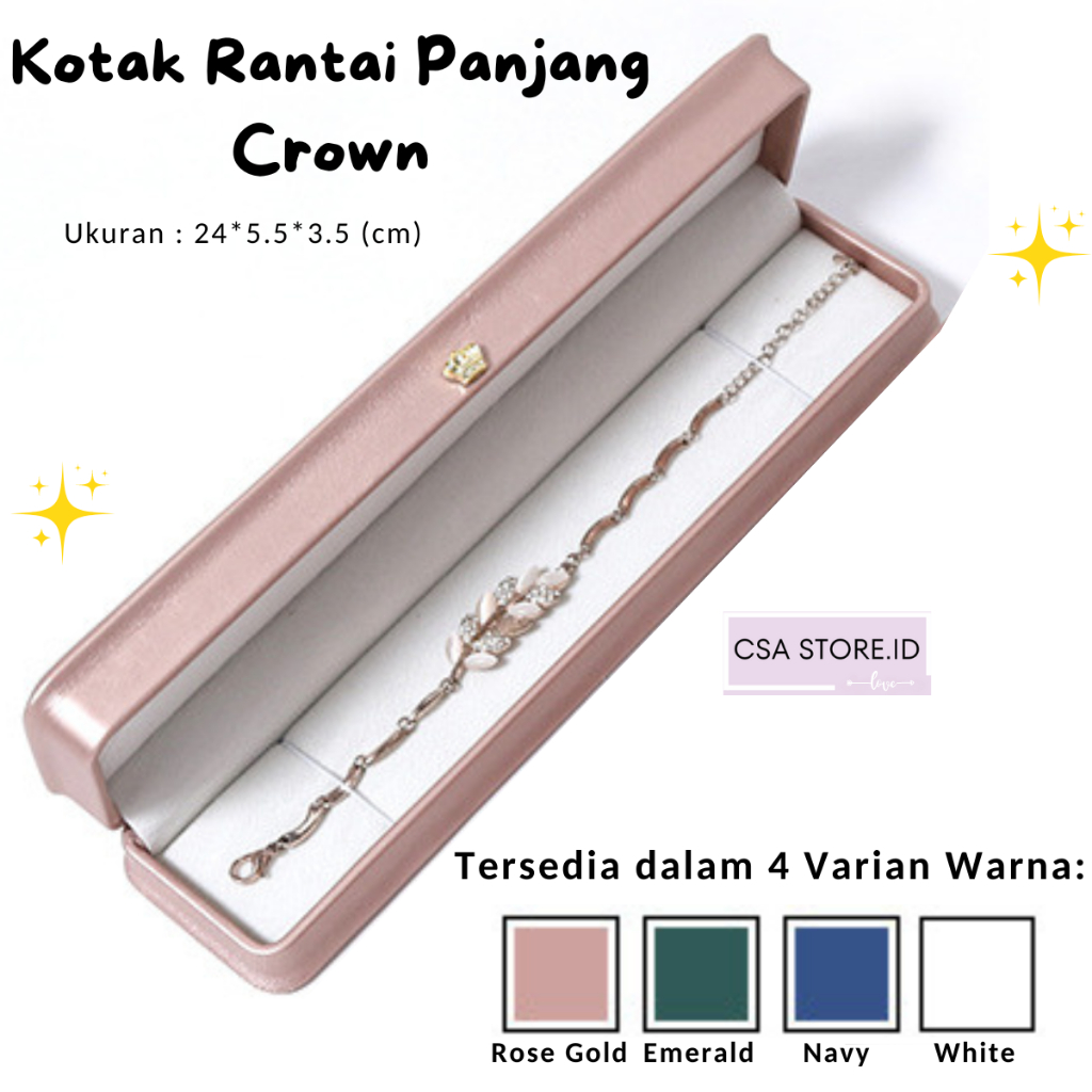 Box Perhiasan Rantai / Kalung / Gelang Panjang Crown Lamaran Gift Premium