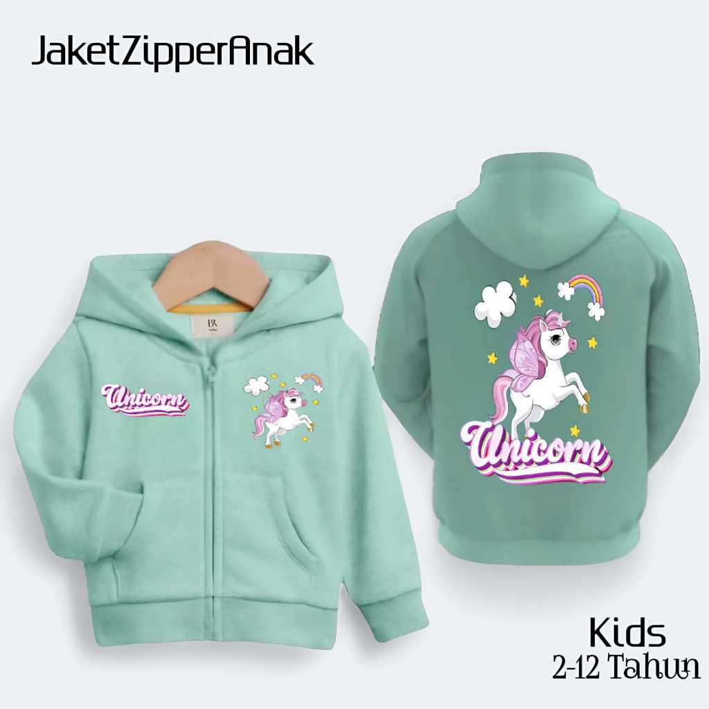 jaket anak unicorn terbaru umur 2-12 tahun jaket anak perempuan fleece tebal import