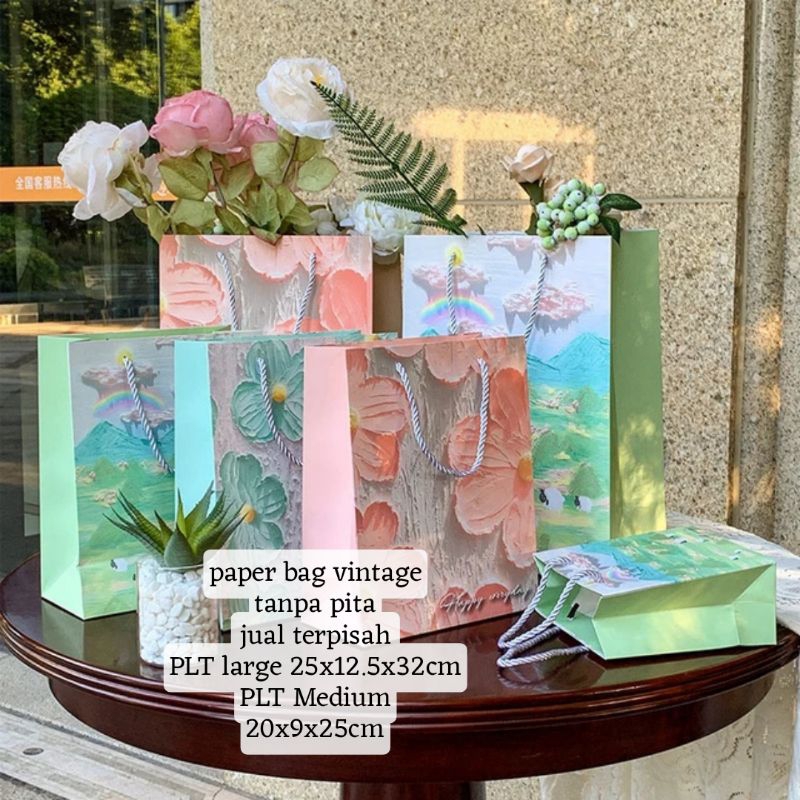 

PAPER BAG VINTAGE FLOWER ART 2D/TAS MOTIF AESTHETIC /GIFT BAG MEWAH PB-05