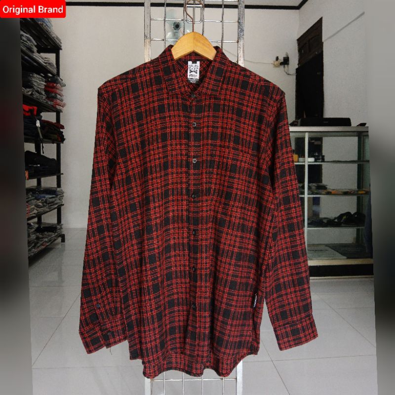 Destroyer | Kemeja Lengan Panjang Flanel Maroon Hitam