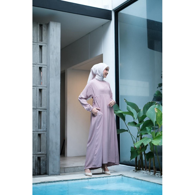 Boshe Wear - Maxi Dress Gamis Ruffle Polos Rayon Twill Premium FLO-DDX-013-01-01 Muslim Wanita Remaj