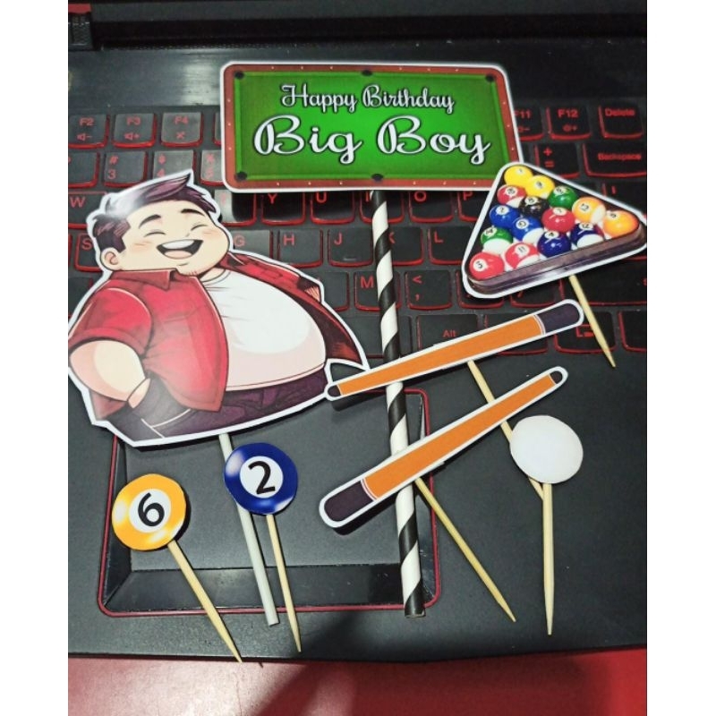 cake topper hiasan kue billiard snooker bola meja big boy 140924bld