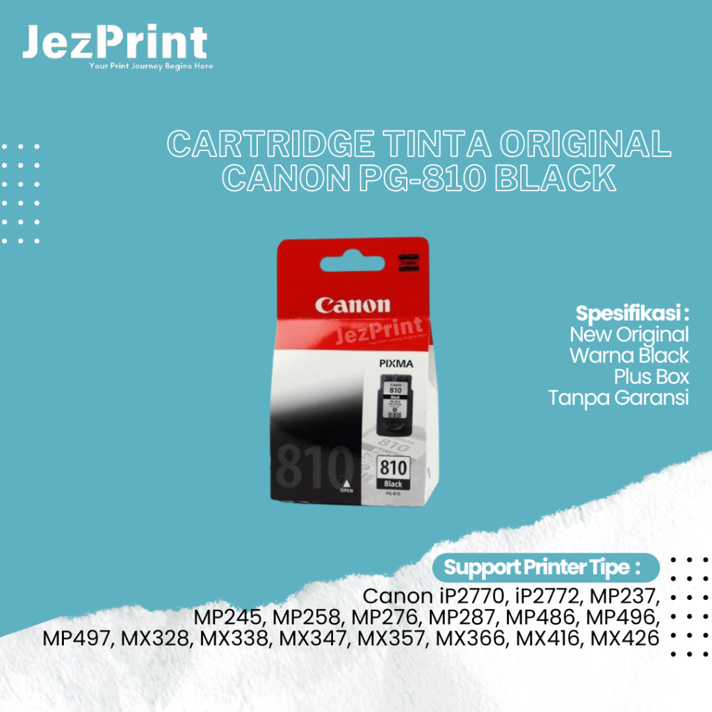Cartridge Tinta Original Canon PG810 PG-810 PG 810 Black, Cartridge Printer Canon IP2770 IP2772 New