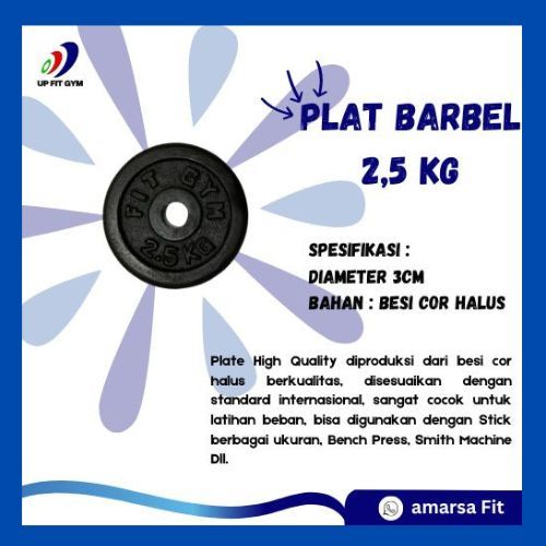 Plate Barbel Beban 2,5 Kg Alat Angkat Beban Barbel Cor Besi Diameter 3CM