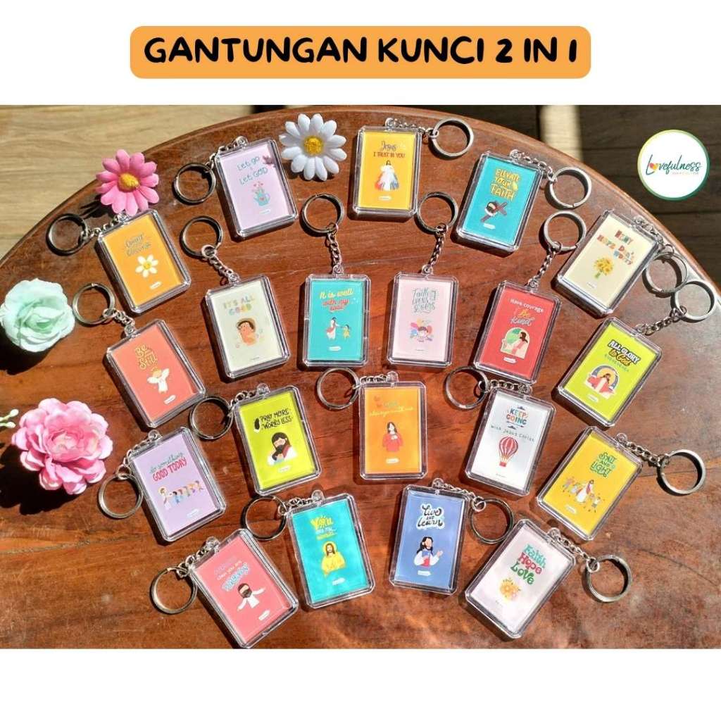Gantungan Kunci Akrilik Ayat Alkitab/ Gantungan Kunci Insert Stiker/ Gantungan Kunci Rohani