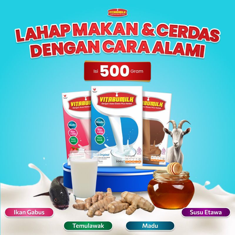 

VITABUMILK | Susu Kambing Etawa Plus Herbal Meningkatkan Kecerdasan Dan Nafsu Makan. 500 gram.