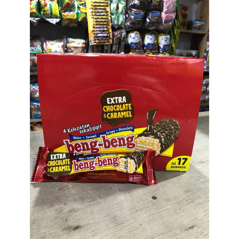 

Beng Beng 1box isi 17pcs. Beng beng extra chocolate caramel.