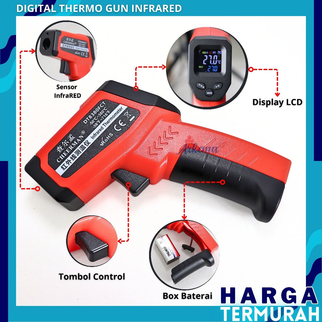 INFRARED THERMOMETER | THERMO GUN SUHU RUANGAN | ALAT CEK SUHU RUANGAN | THERMO SUHU