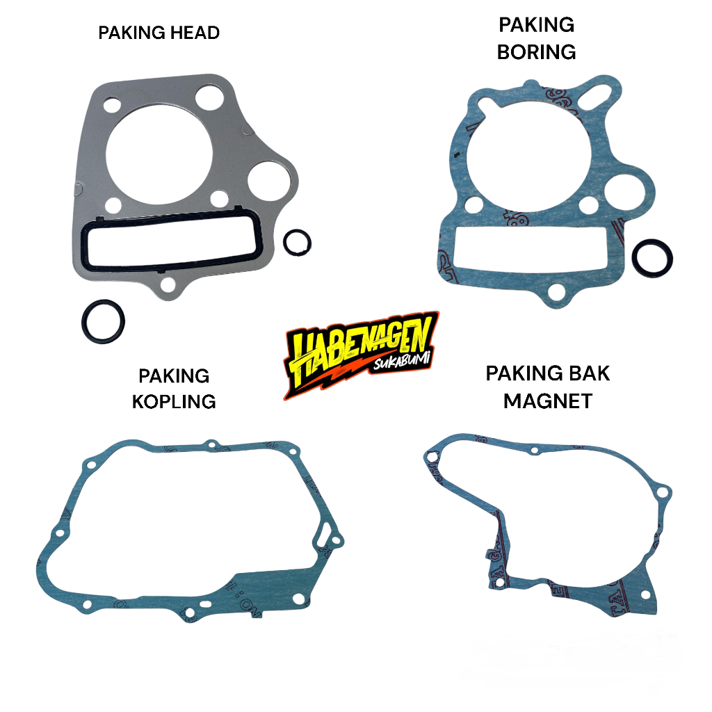 paking packing perpak gasket cylinder silinder kertas blok block boring piston seher seker bawah kop