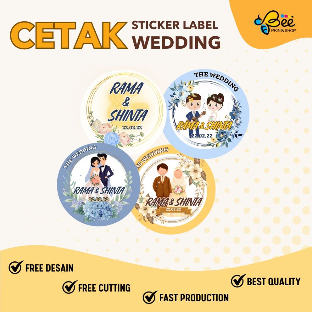 

(ADA MINIMAL ORDER) STICKER WEDDING, Cetak stiker pernikahan custom , stiker souvenir pernikahan , stiker custom souvenir wedding , Free cutting kiss cutt