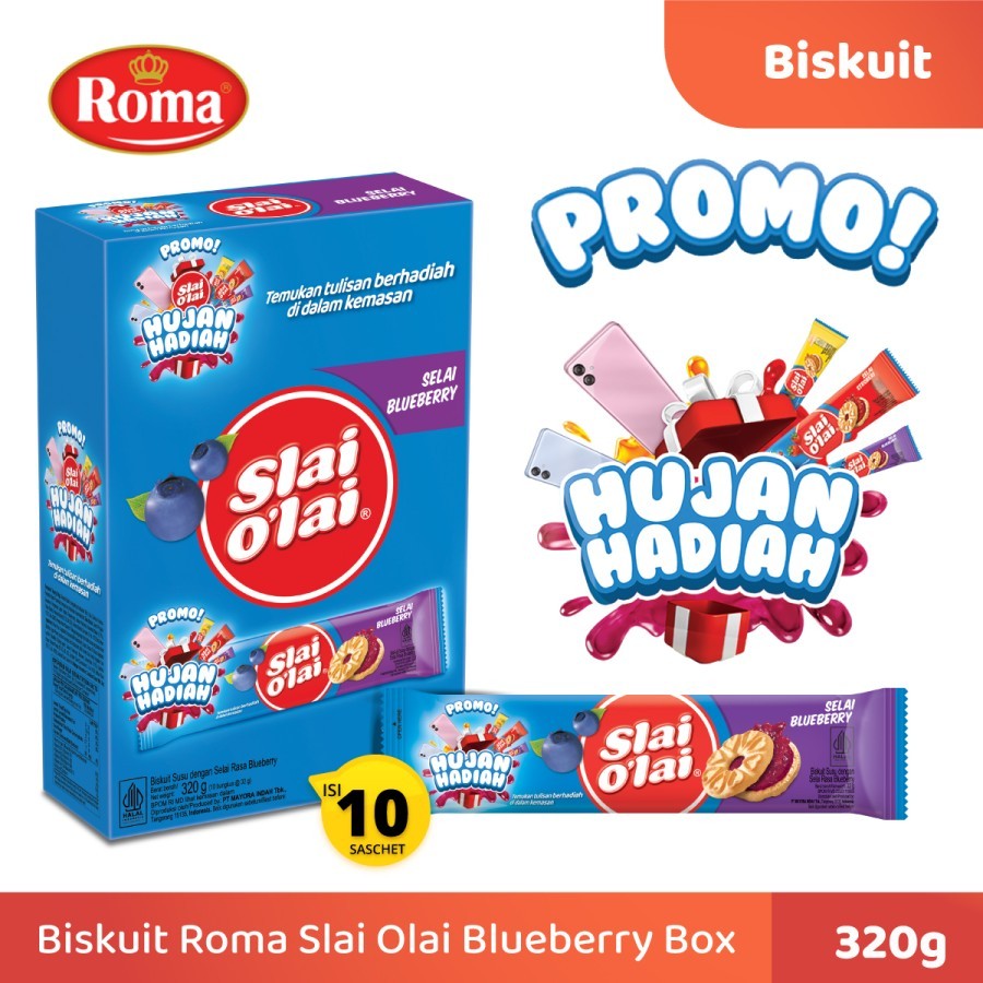 

Biskuit Roma Slai Olai Blueberry Box 10 Sachet