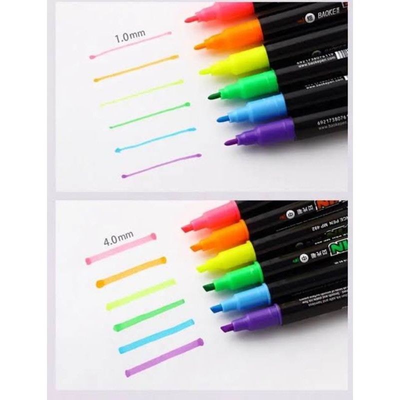 

6 pcs baoke twin head highlighter stabilo