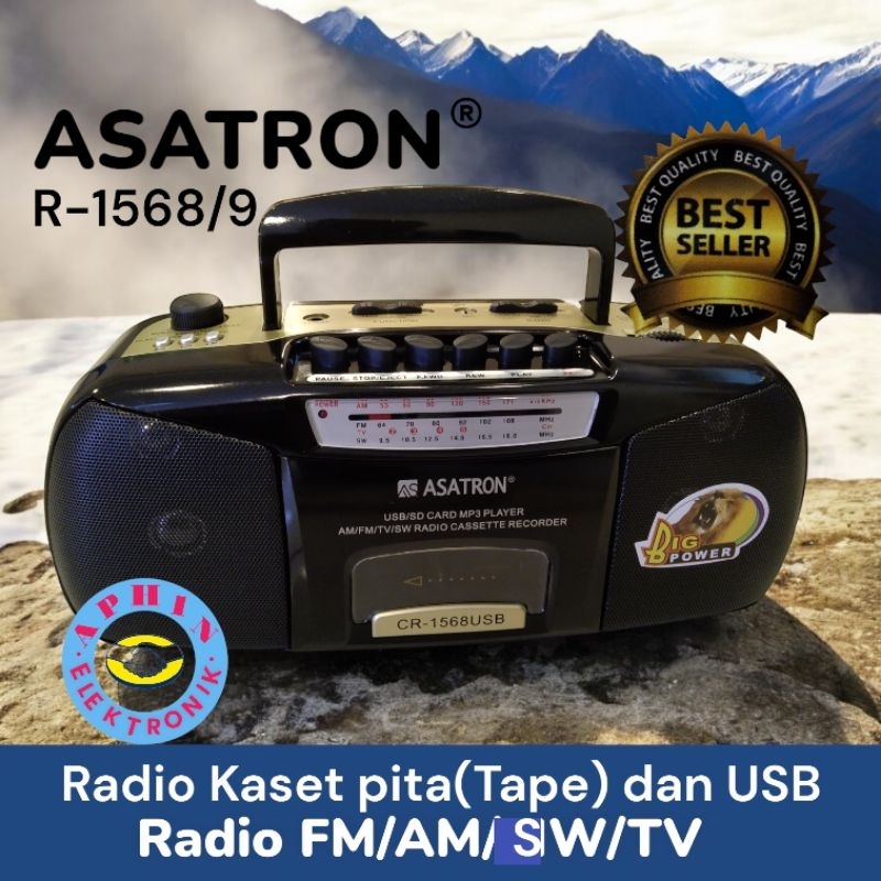 Radio Kaset pita lama Radio FM AM SW Radio ASATRON R 1568/9 Radio Jadul