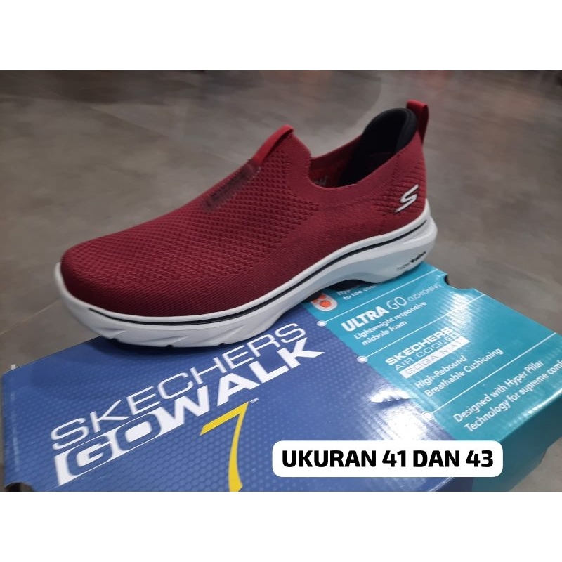 sepatu skechers pria original asli ori warna merah gowalk 7