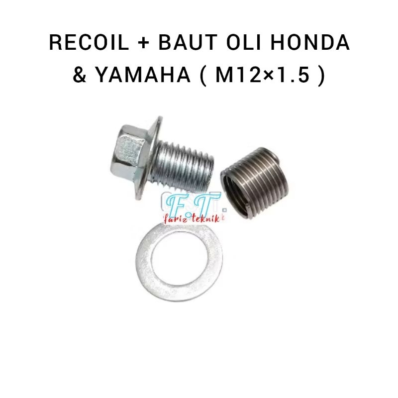 recoil set drat baut tutup oli honda yamaha m12×1.5 drat baut 17