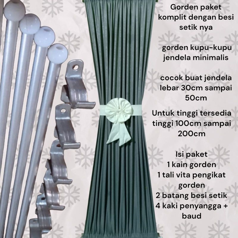 gorden kupu kupu jendela minimalis paket komplit dengan besi setiknya cocok buat jendela lebar 30cm 