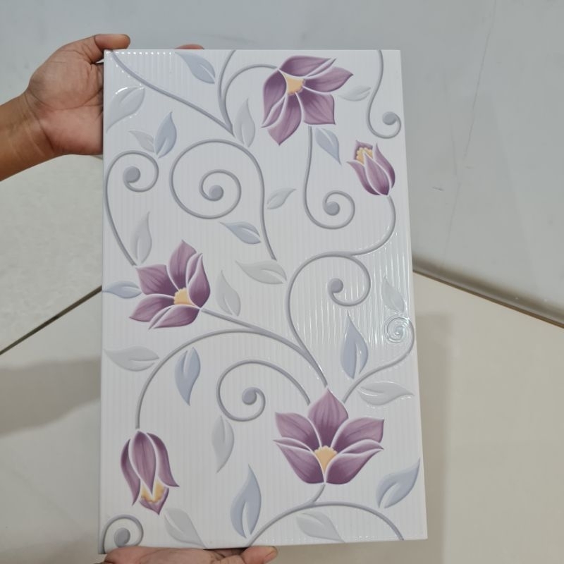 keramik dinding 25x40 keramik dinding dapur/keramik kamar mandi/keramik motif bunga ungu/keramik din