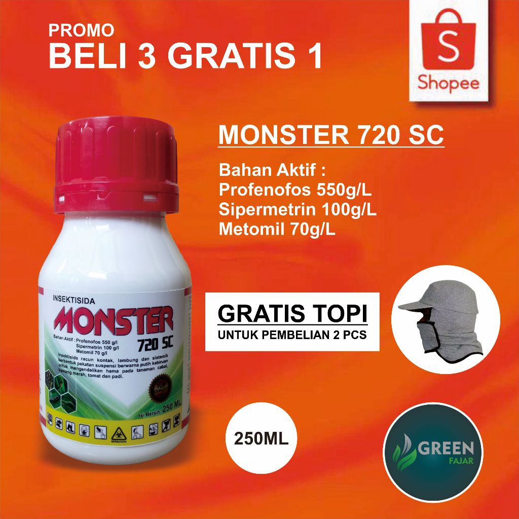 MONSTER 720SC 250ML INSEKTISIDA bahan aktif/PROFENOFOS/SIPERMETRIN/ME