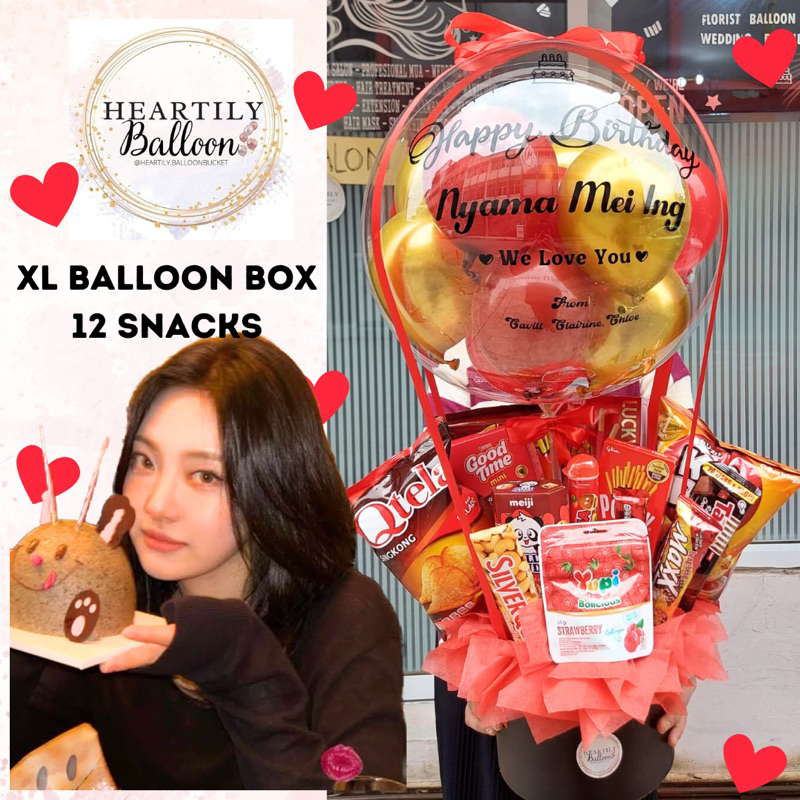[ READY INSTANT JKT ] XL Balloon Snack Bloom Box Buket Snack Ulang Tahun Buket Wisuda Snack Buket Bi