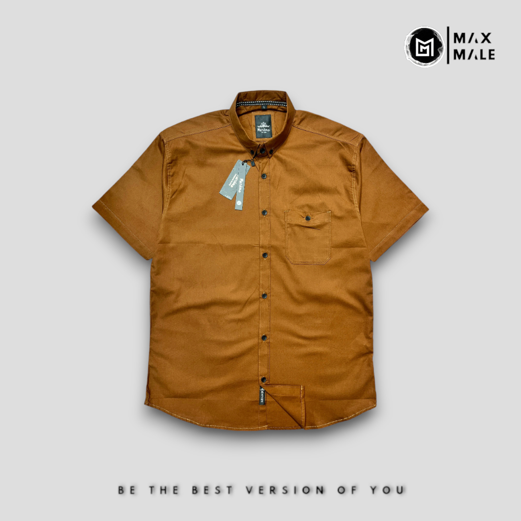 MaxMale.id Kemeja Pria Casual Coklat Lengan Pendek Kemeja - Stylish dan Nyaman