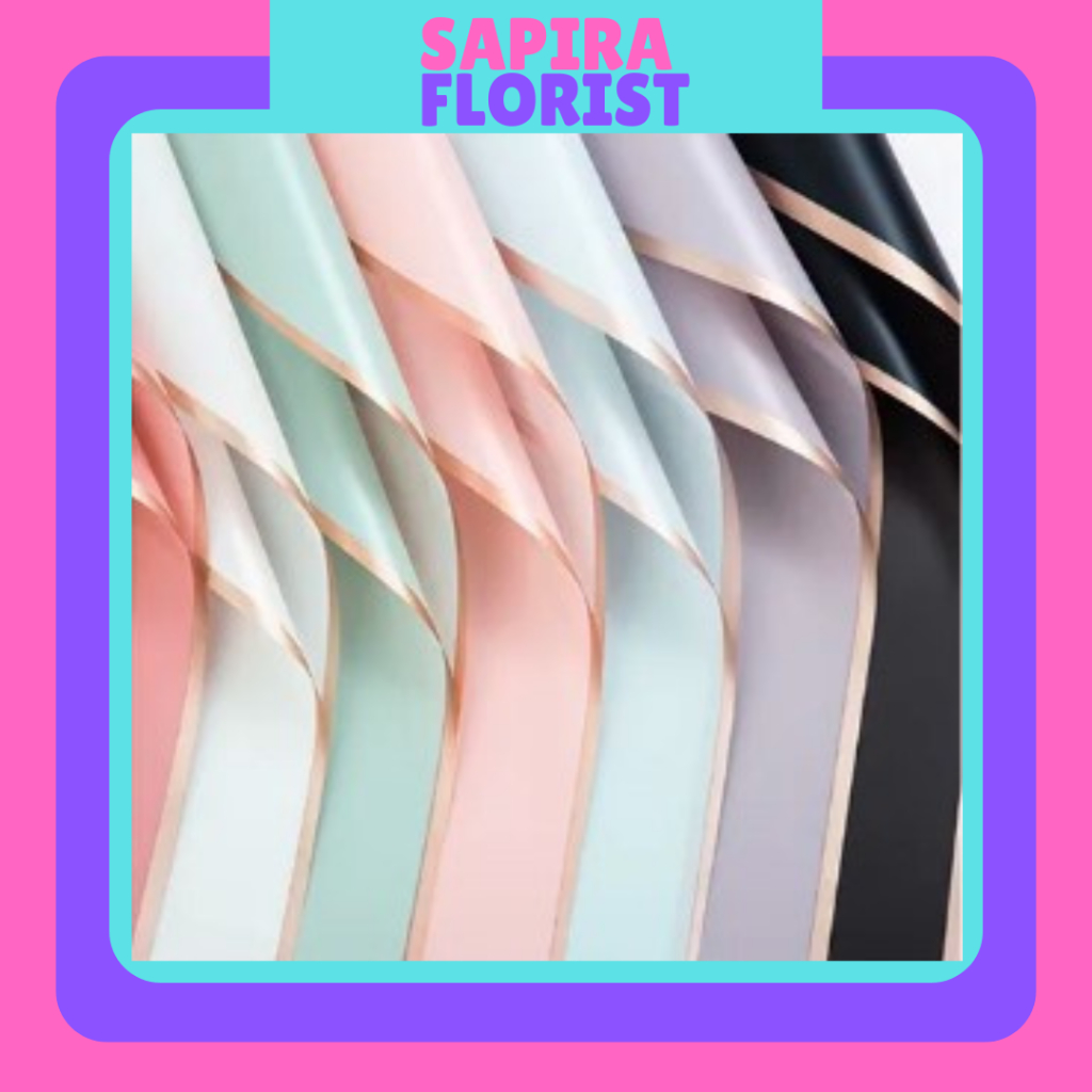 

Kertas Buket Bunga List Gold & Rose Gold Flower Wrap Cellophane Kertas Warpping Bouquet per pack isi 20