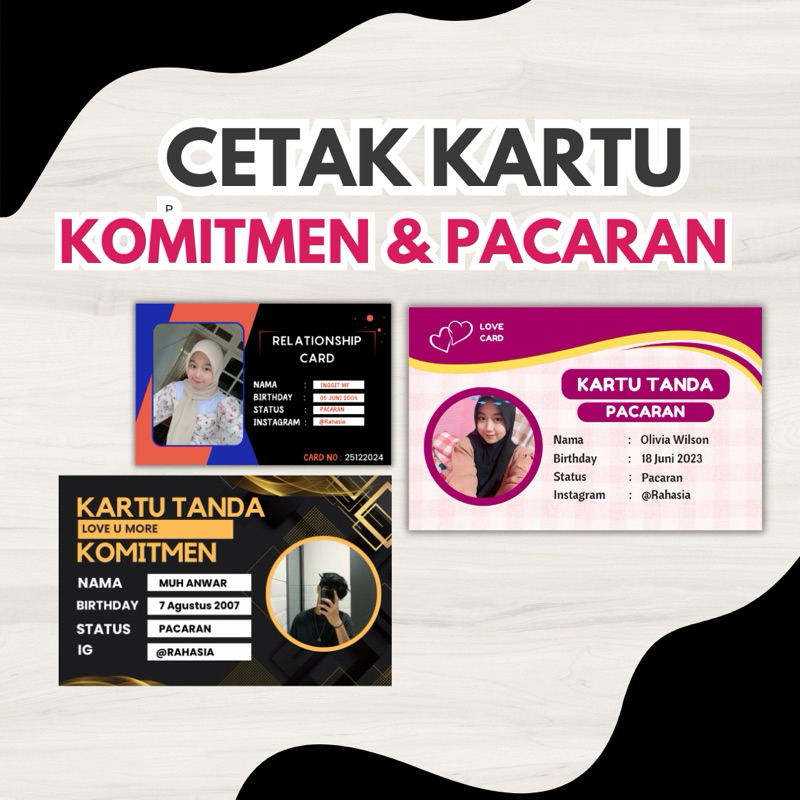 

CETAK KARTU PACARAN KOMITMEN PVC LOVE CARD