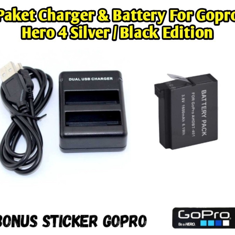 SERENTAK Charger 2 Slot Gopro Hero 4 Dan Gopro Hero 4 Hero4 Action Camera